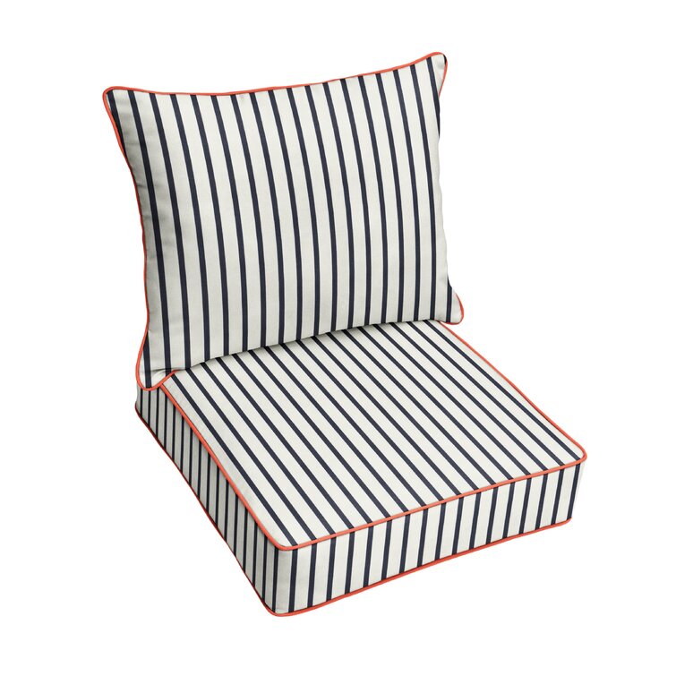 Corley 2 Piece Sunbrella Striped Outdoor Seating Group Cushion