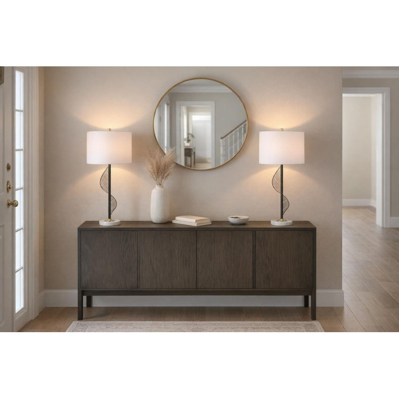 Lampe de table en métal et marbre Spiral Radiance II - 33 po x 14 po