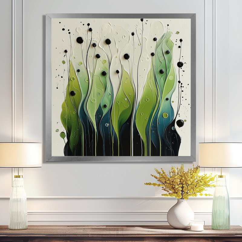 Oetjen Rhythmic Driauge Of Nature, H 36 po x l 36 po, Argent argent, Picture Framed