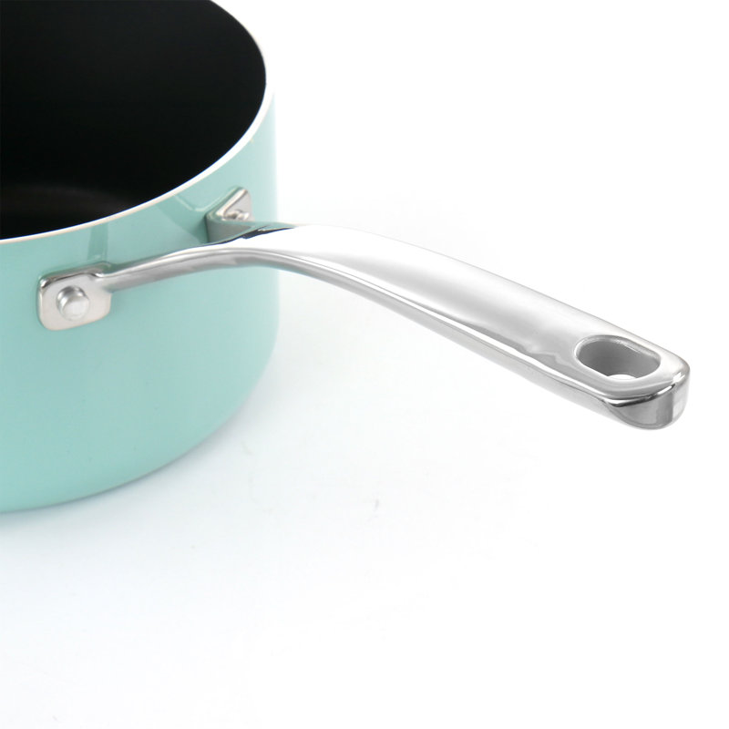 Martha Stewart 3,5 pte Casserole antiadhésive en acier inoxydable 18/8 avec couvercle, Menthe