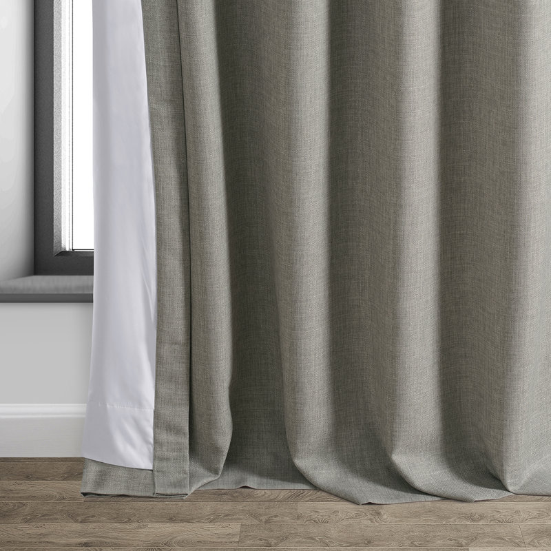 Faux Linen Thermal Blackout Curtains for Bedroom & Living Room Curtains - Single Panel Drapes (1 Panel), Destination Slate