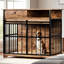 Safe Dog Cage With Solid Wood Top, 69.27 Lb, Good For Puppies And Secure Kennel Rounded Bars, 34.67 Inches Long, Indoor Use