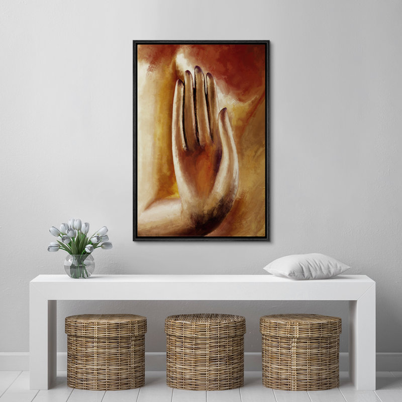 Religious " Bronze Religious Buddhism Closeup ", 24" H x 16" W, Black Framed