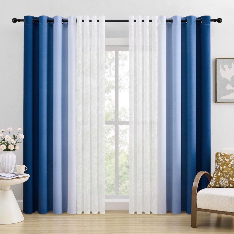 Ensemble de rideaux occultants 4 pièces Mix & Match , Marine, L 50 po x L 84 po