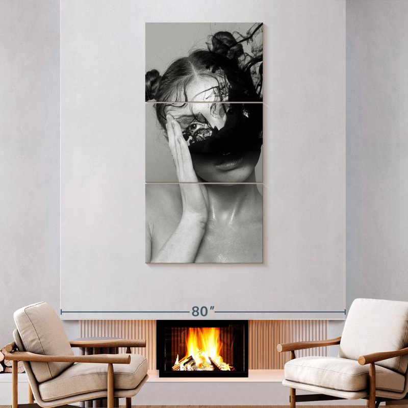 Portrait féminin de pensées fluides, H 75 po x l 36 po