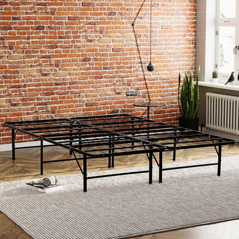 Structure de support pour très grand lit en métal, construction, sans sommier, noir, excellent support, espace de rangement sous la base de lit, solide pour rafraîchir la chambre à coucher, article noir