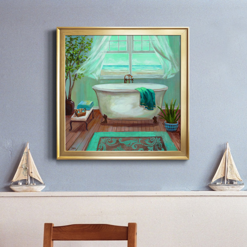 «Soft Breeze I», reproduction d'art sur toile encadrée, H 17,5 po x l 17,5 po x P 1,5 po, Toile encadrée dorée