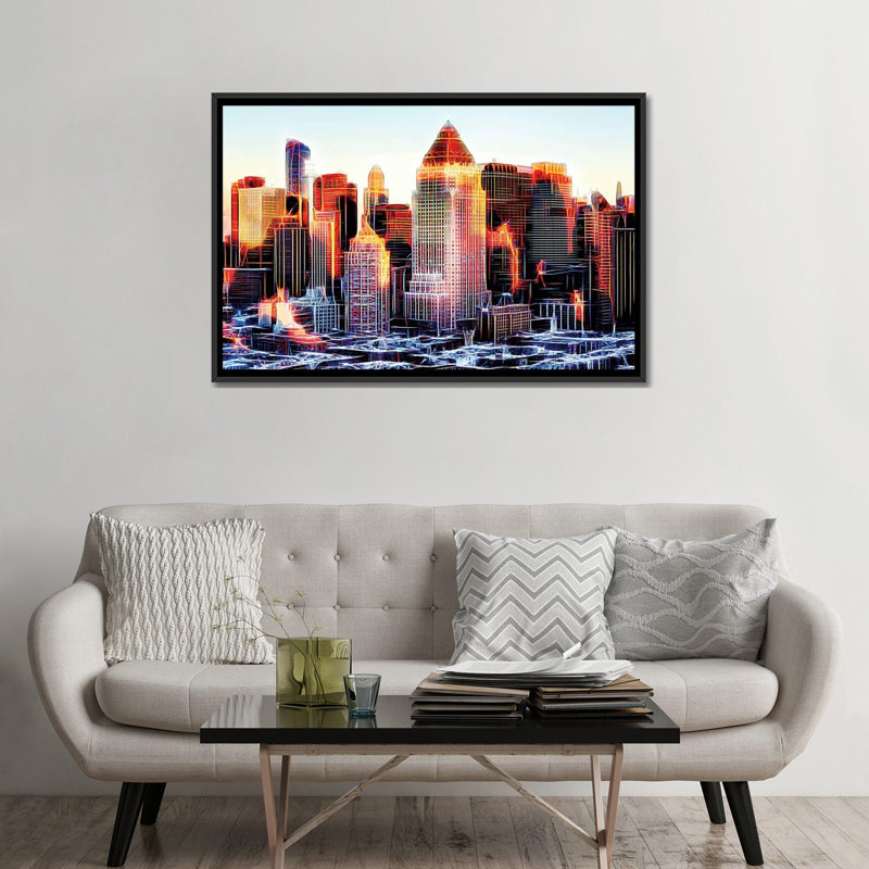 « réflexions », impression sur toile, H 18 po x l 26 po x P 1,5 po, Toile avec cadre noir, Pas de tapis