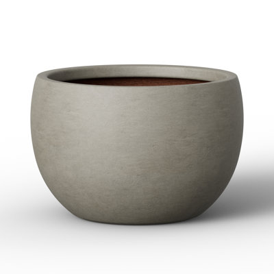 18.5" W x 13" H Stone Gray Large Round Concrete Plant Pot/Planter Bowl for Indoor & Outdoor with Drainage Hole