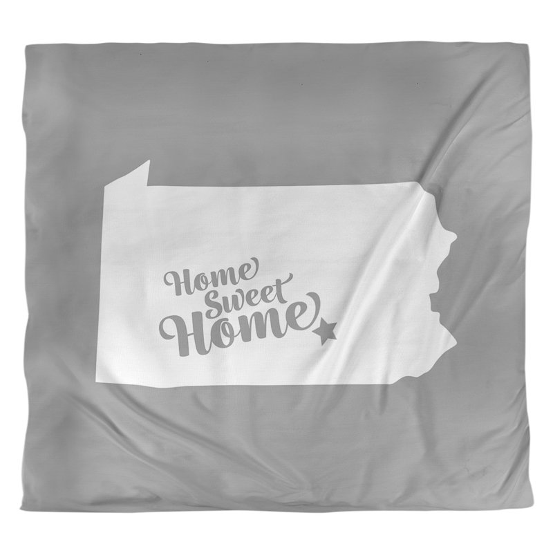 Housse de couette réversible simple Home Sweet Harrisburg, Polyester brossé, Housse de couette pour très grand lit, Gris