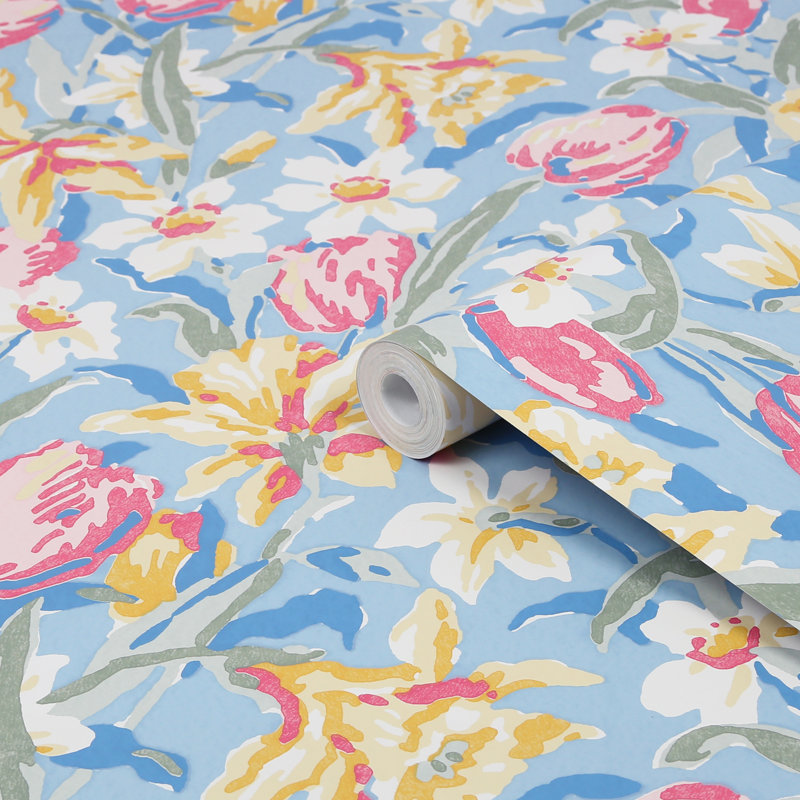Laura Ashley Tulips China Blue Removable Wallpaper