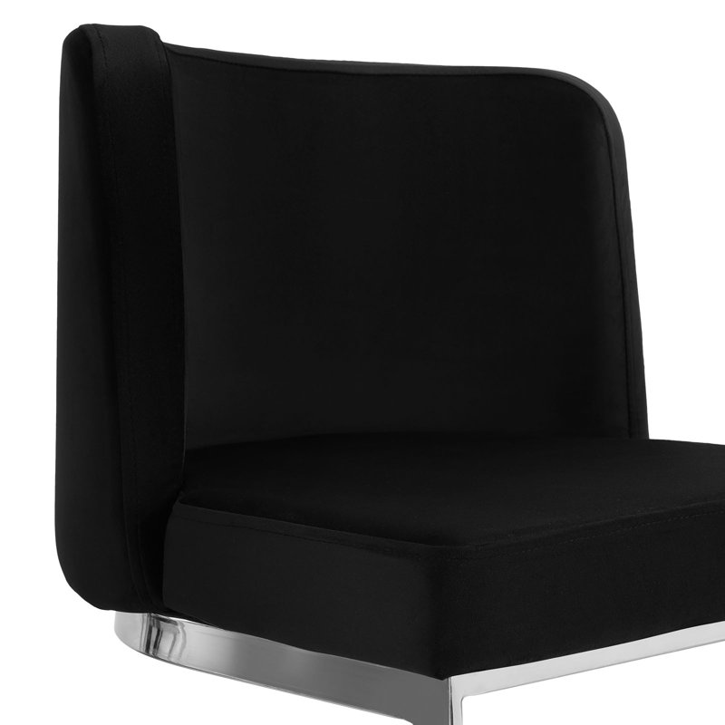 Tabouret de bar et de comptoir moderne à dossier bas de 26 po avec structure en métal , Velours - noir, 2