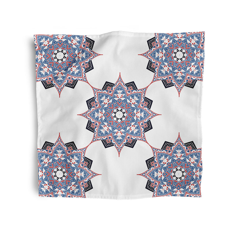 Jimmie Polyester Geometric Square Napkin, Navy