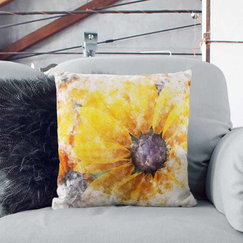 Coneflowers Cushion with Filling, White, 55cm H x 55cm W x 20cm D
