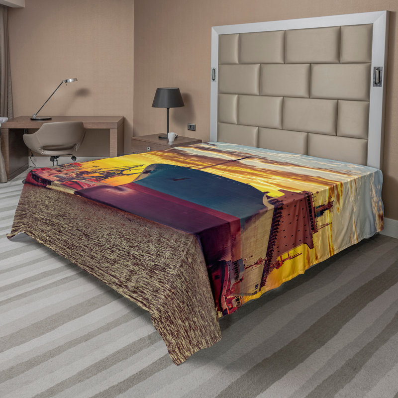 Multicolore Ambesonne, Drap plat pour très grand lit californien