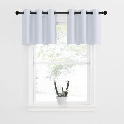Blackout Small Window Valances, Rustic Farmhouse Curtains Grommet Top Thermal Insulated Window Drapes for Kitchen/Bathroom/Basement, 2 Panels.