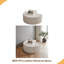 Table basse moderne en cuir fritté clair avec dessus en pierre et forme irrégulière pour le salon-539532879