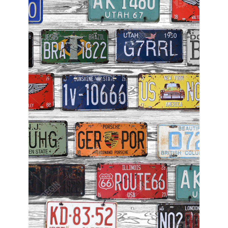 Number Plates - Man Cave Typo & Symbols Framed Canvas Decor