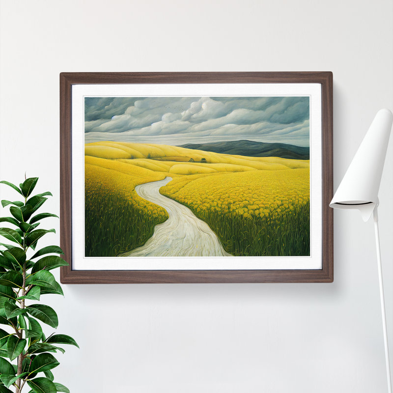 Brilliant Spring Meadow Landscape - Single Picture Frame Print, Walnut Framed, 25cm H x 34cm W x 2cm D