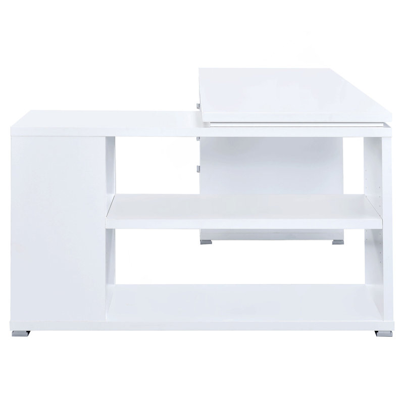 Tona White Driftwood 3-Drawer L-Shape Computer Desk, White