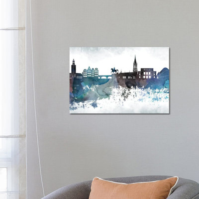 Stockholm Bluish Skyline by WallDecorAddict - Wrapped Canvas Print