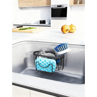 Multifunctional Kitchen Sink Organizer With M-Shaped Design, 2 Installation Methods, Rustproof Stainless Steel Sponge Holder For Brushes, Scrapers, And Sink Stoppers