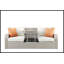 Canapé de patio en tissu beige et osier gris avec 2 coussins et 2 repose-pieds