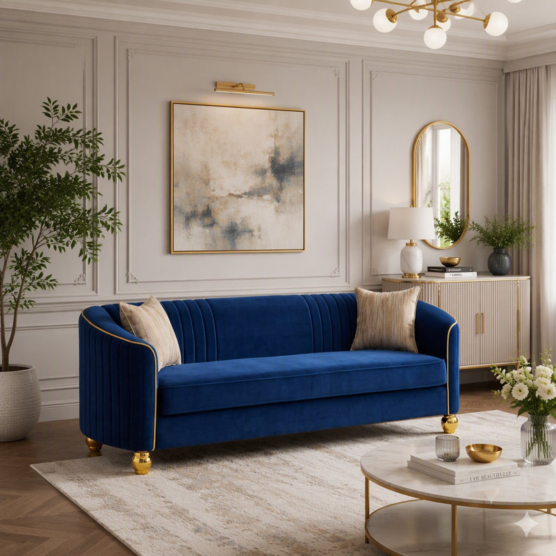 82.2 " Velvet Sofa, Velours vert rétro
