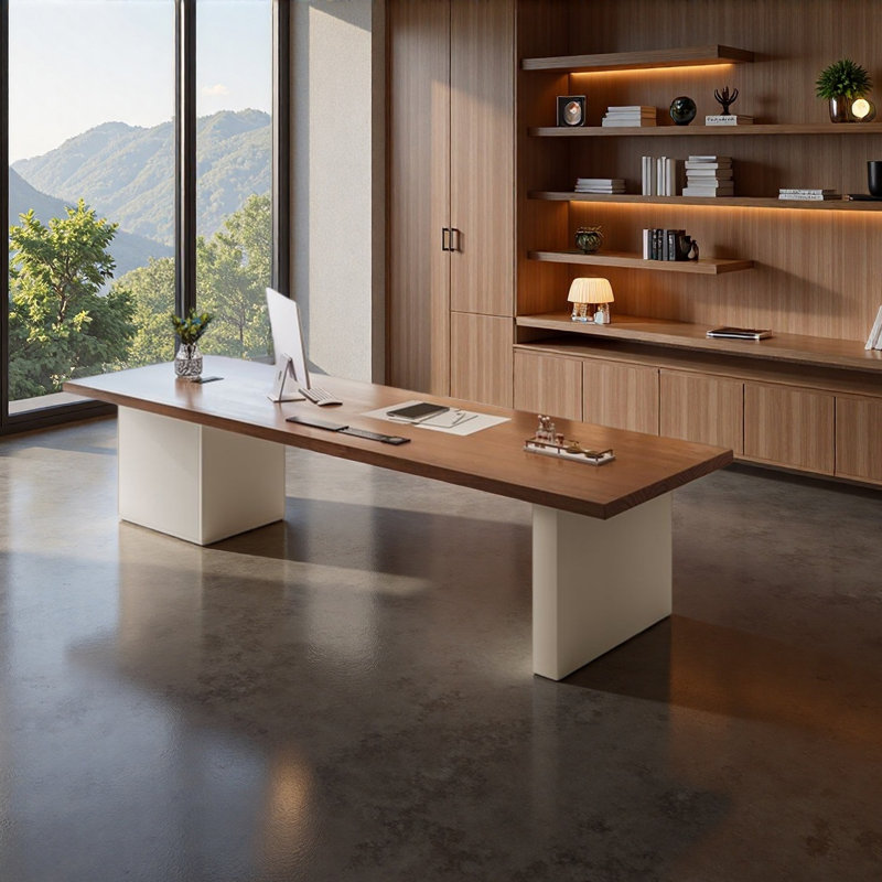 Bureau en bois massif avec rangement intelligent, H 29,5 po x l 70,9 po x P 31,5 po