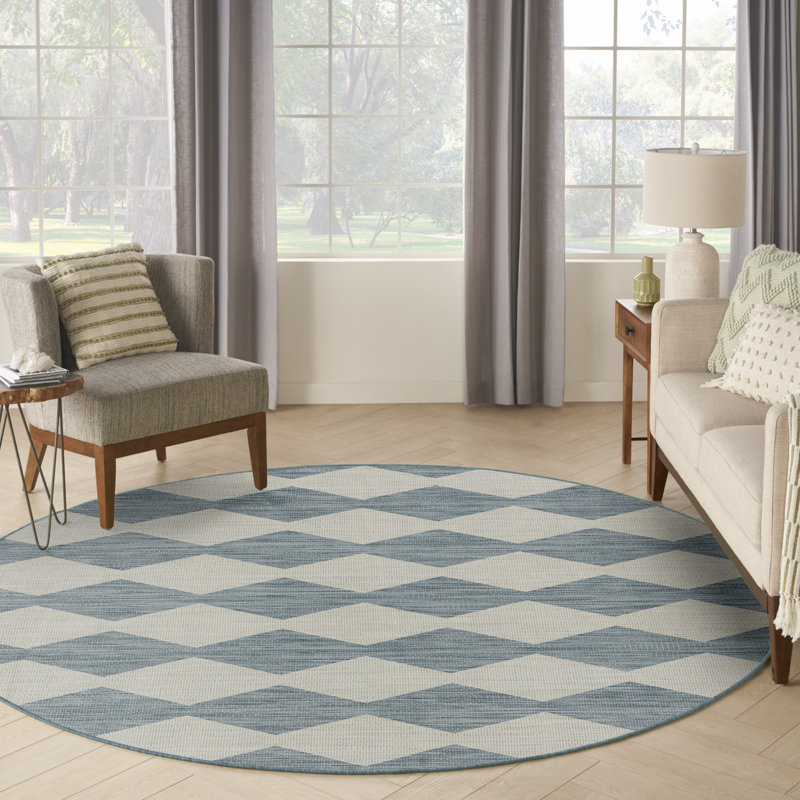 Positano Indoor / Outdoor Rug, Round 8', Sky Blue