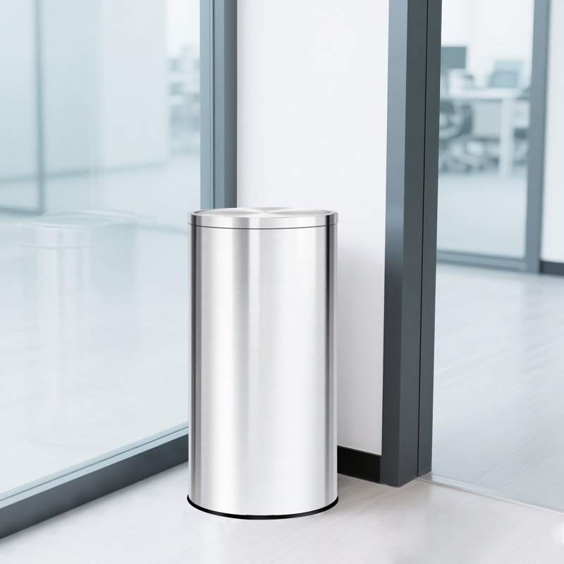 Poubelle en acier inoxydable 13 / 18,5 gallons avec couvercle, poubelle pivotante avec seau intérieur amovible, ronde