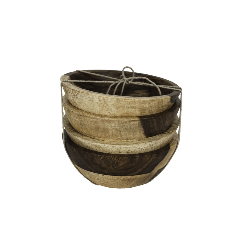 Ensemble de 4 bols en bois de sheesham Foreside Home & Garden