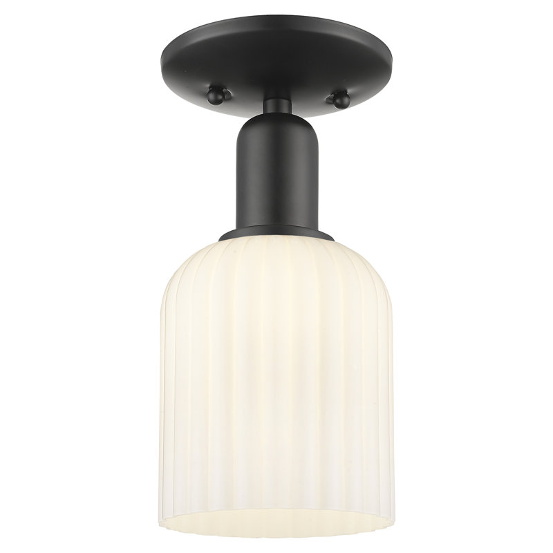 Downtown Urban - Alvarez - 1 Light 5" Semi-Flush Mount , Gloss White, Matte Black
