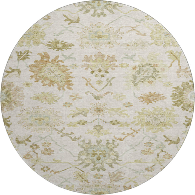 Premium Machine Washable Gurubaksh AMF1150 Global Rug, Rond 8 pi