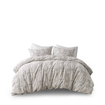 3 Piece Cotton Jacquard Duvet Set-Full/Queen