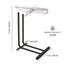 C-shaped side table in white, modern wood top with metal frame design for sofa and bedside placement-114039279