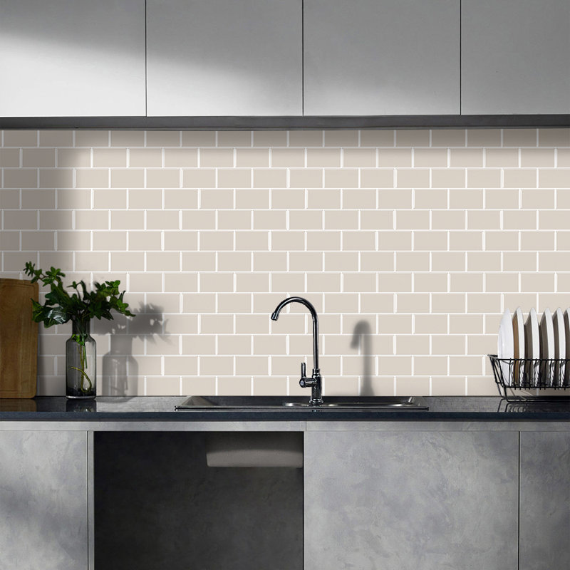 10Pcs Peel and Stick 1.2mm Backsplash Tiles, Beige