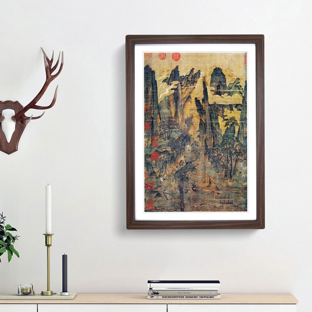 Mountain Landscape by Li Zhaodao - Framed Print