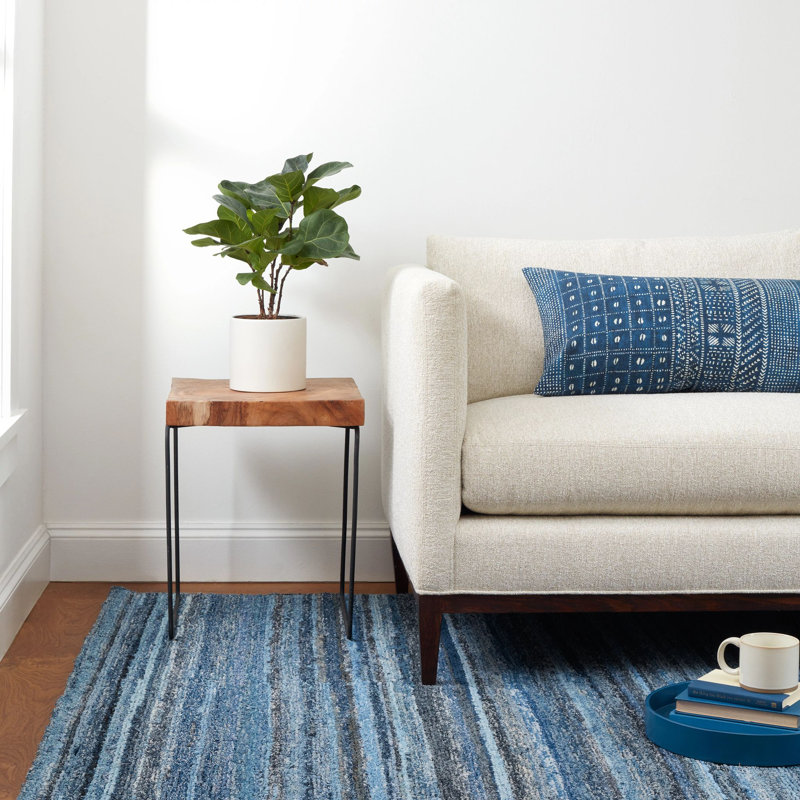 Denim Chindi Blue Hand Hooked Cotton Rug, Rectangle 3' x 5'