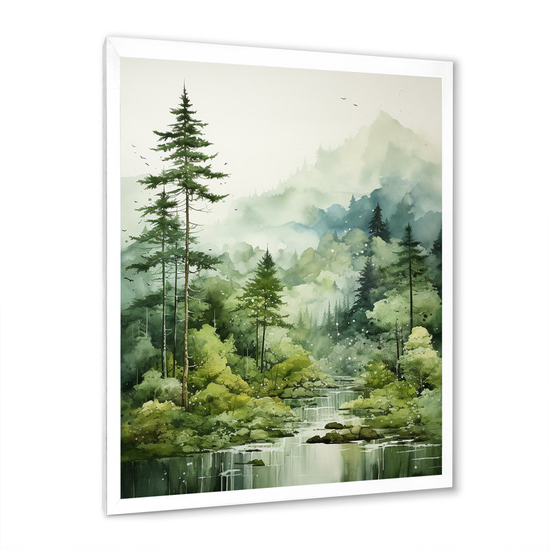 Forêt, énigmatique, forêt, art mural, Cadre simple blanc, H 32 po x l 16 po x P 1 po