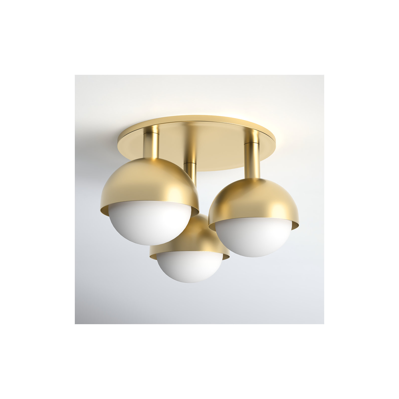 Weston 3 Light Glass Semi Flush Mount, Aged Brass