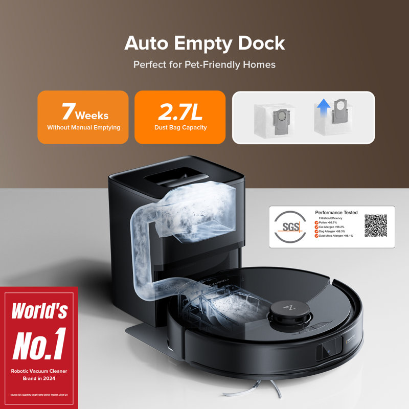 Roborock Q10 X5 Plus Self-Empty Robot Vacuum And Mop, 10,000Pa Suction, Obstacle Avoidance
