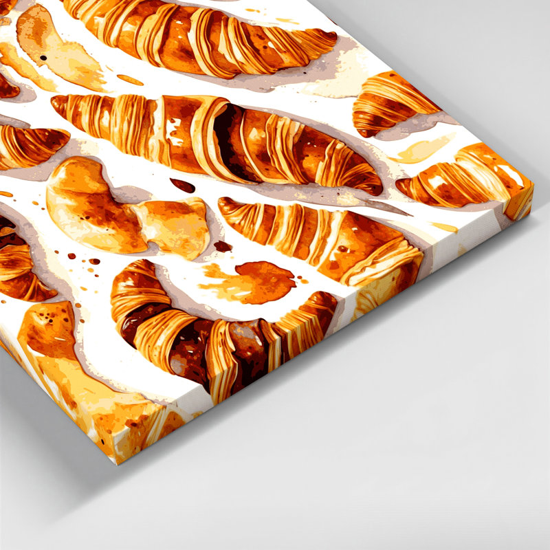 Desserts croissants, art mural sur toile beige, H 11 po x l 14 po