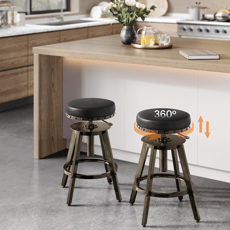Bar Stools, Set Of 2, Ink Black