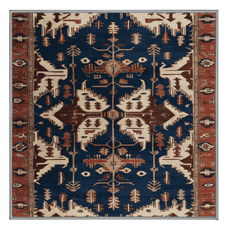 Machine Washable Persian Gray Area Rug, Square 3'