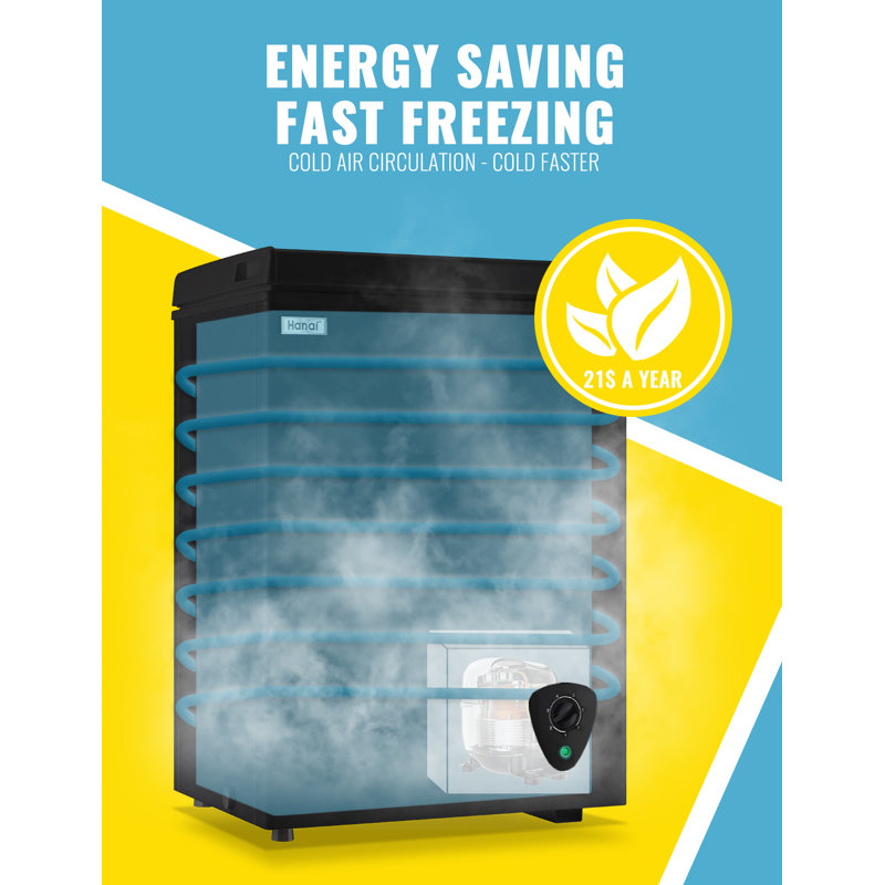WANAI Deep Small Chest Freezer 3.0 Cu.Ft, Black