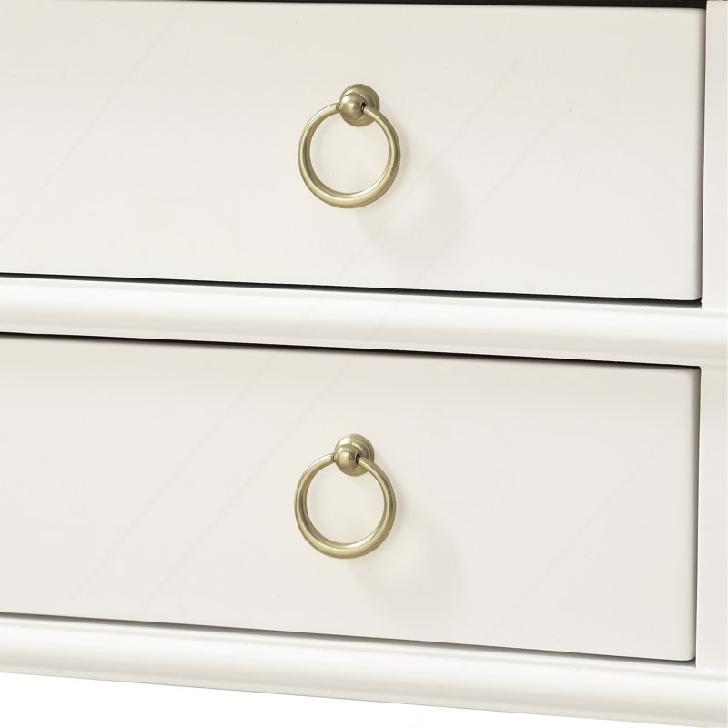 Carmona White 2-Drawer Tray Top Nightstand, White
