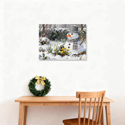 «Snowman Winter Garden», art mural sur toile