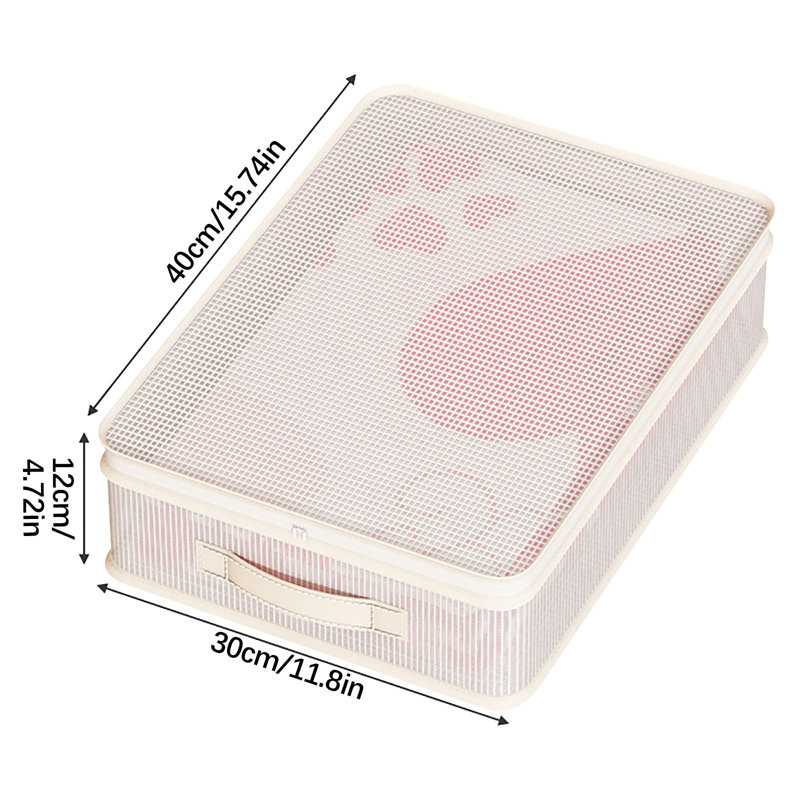 Boîte de rangement transparente pour chambre à coucher avec sac de rangement pour garde-robe, 0.653887168831169, biege