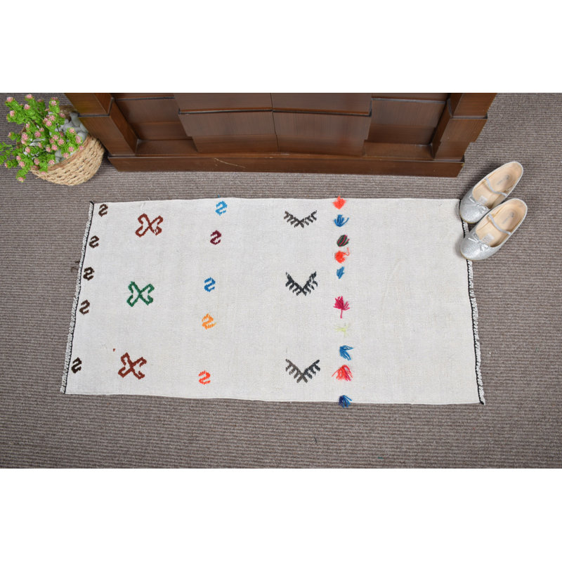 Tapis kilim turc rétro de style anatolien tissé à plat, idéal pour décorer un vestibule
